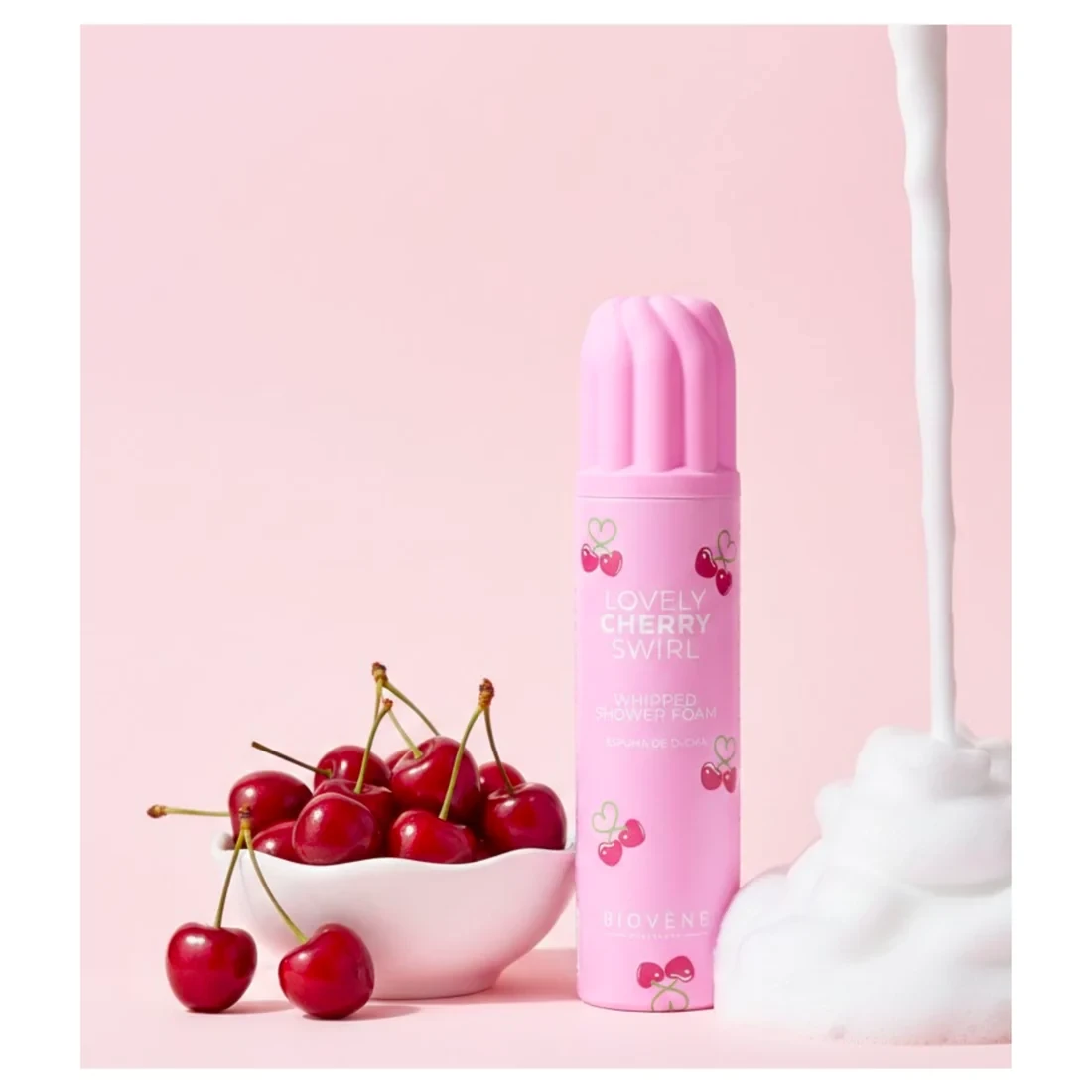 🍒 Mousse de Douche Fouettée Lovely Cherry Swirl – Biovène Barcelona – 250 ml